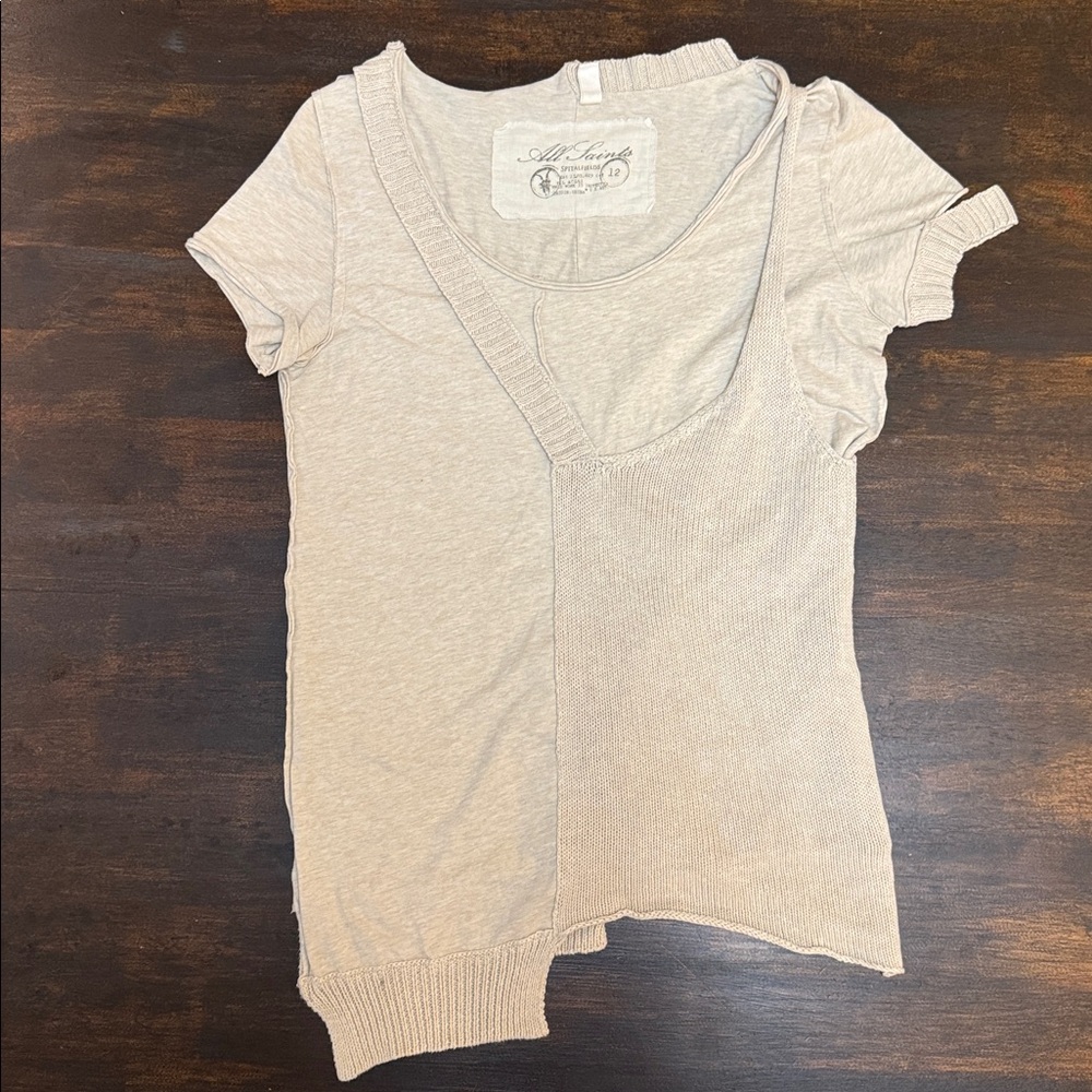 All Saints Spitalfields MAINEY TEE Cream Size 8